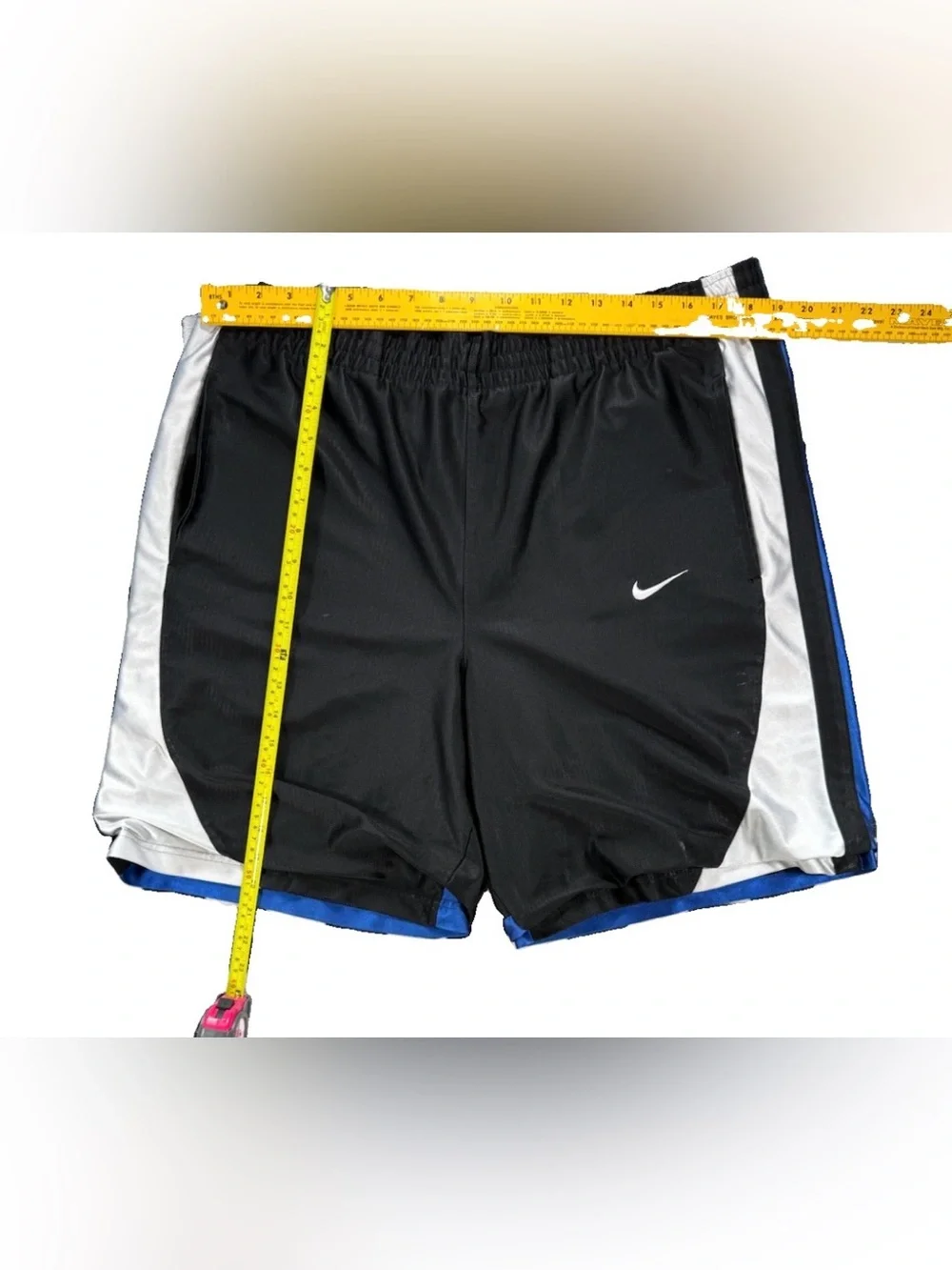 Vintage Y2K Nike Basketball Shorts Men's Large Black Blue Dazzle Heavyweight